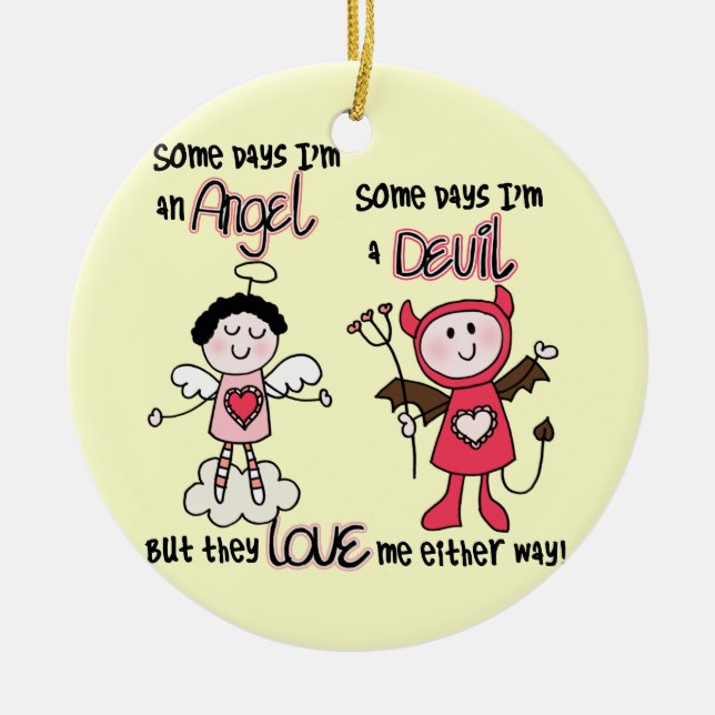 Angel Devil Ceramic Ornament (Front)