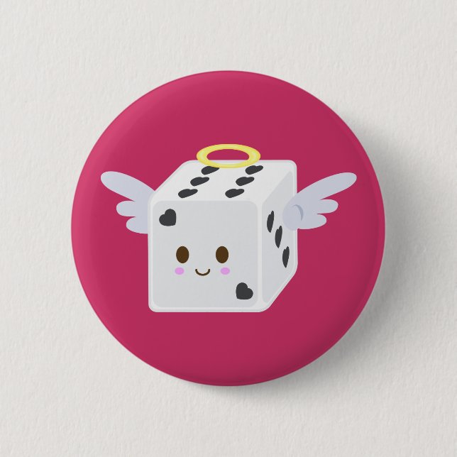 Angel Dice with Hearts 2 Inch Round Button (Front)