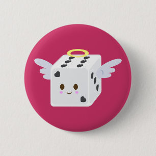 Angel Dice with Hearts 2 Inch Round Button