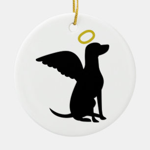 Angel Dog Ceramic Ornament