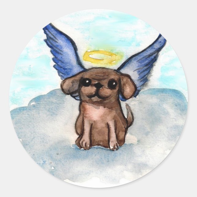 Angel dog classic round sticker (Front)