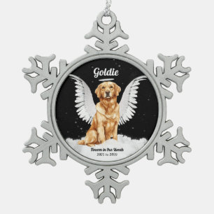 Angel Dog Golden Retriever Memorial Snowflake Pewter Christmas Ornament
