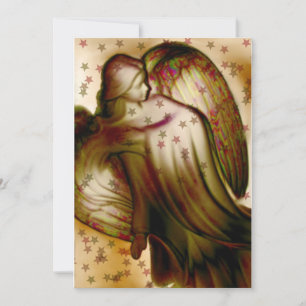 Angel d'or avec carte de voeux étoiles