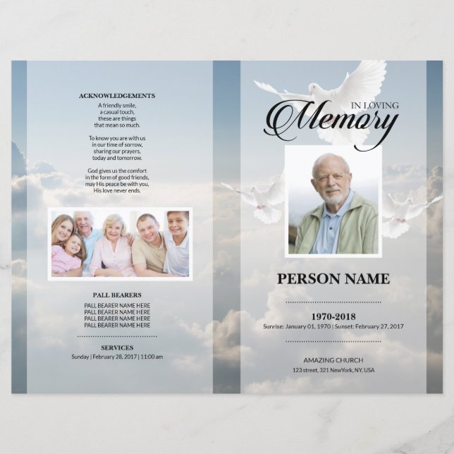 Angel dove Funeral Template (Front)
