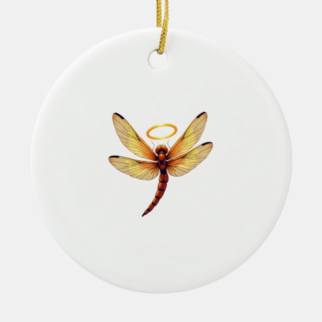 Angel Dragonfly Ceramic Ornament (Front)