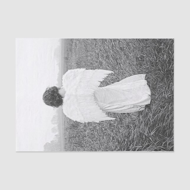 Angel Elegant Black And White Photo Art Tissue Paper (Front)