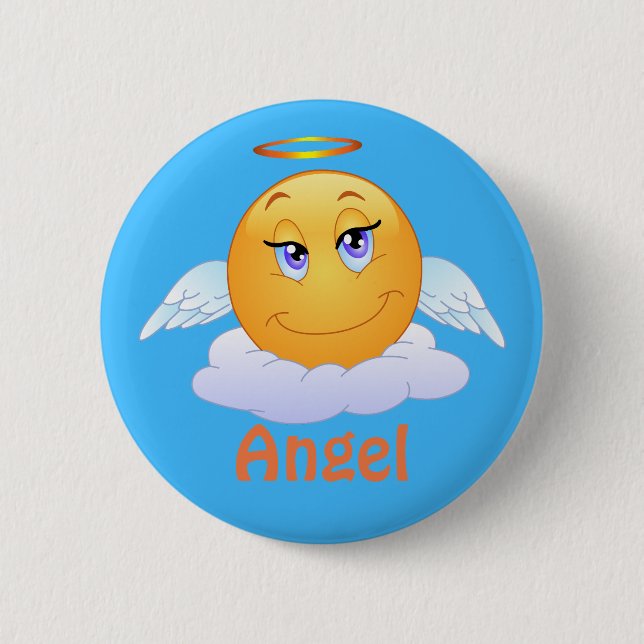 Angel Emoji Emoticon Cartoon Face 2 Inch Round Button (Front)