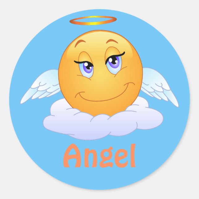 Angel Emoji Emoticon Cartoon Face Classic Round Sticker (Front)