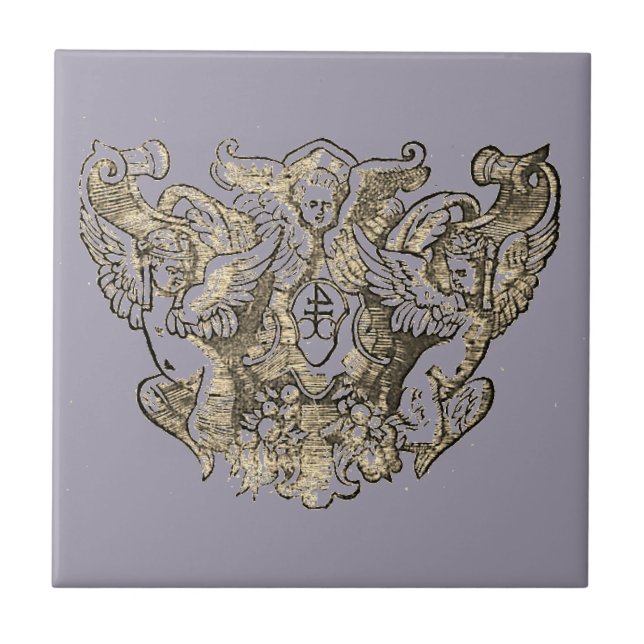 Angel Engelsputte Coat of arms Emblem baroque Tile (Front)