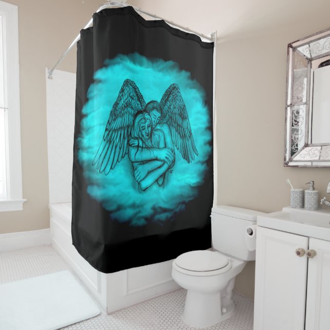 Angel Eros in Love , black and green design (In Situ)
