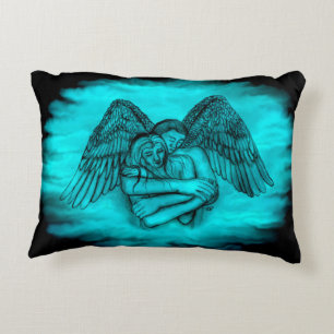 Angel Eros in Love , black and green design Accent Pillow
