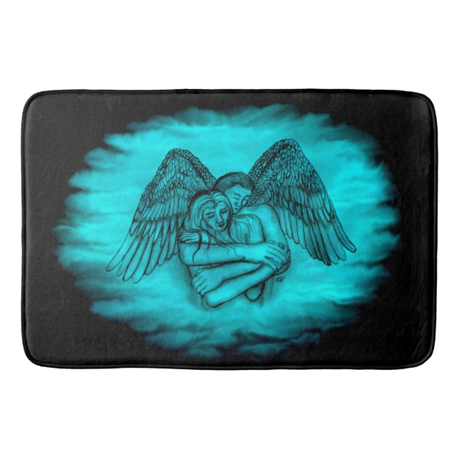 Angel Eros in Love , black and green design Bath Mat (Front)