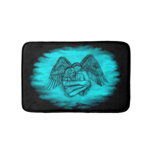 Angel Eros in Love , black and green design Bath Mat