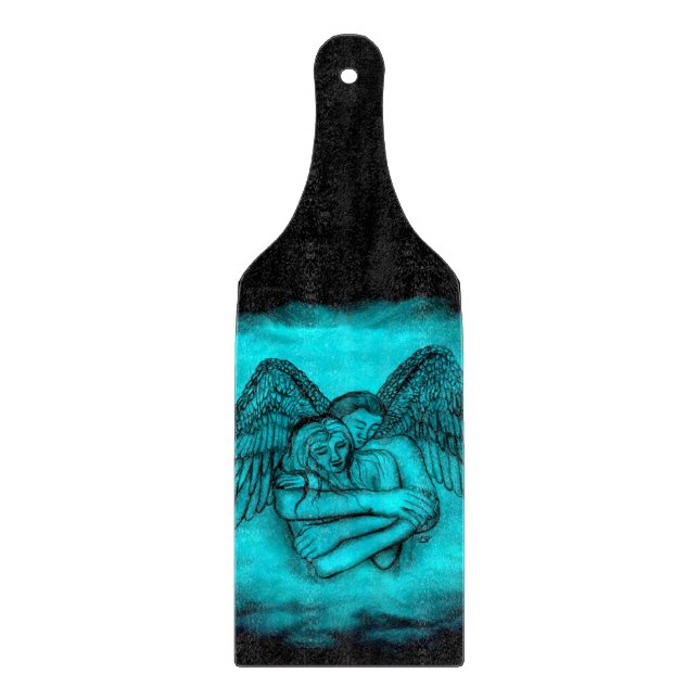 Angel Eros in Love , black and green design Cutting Board (Front)