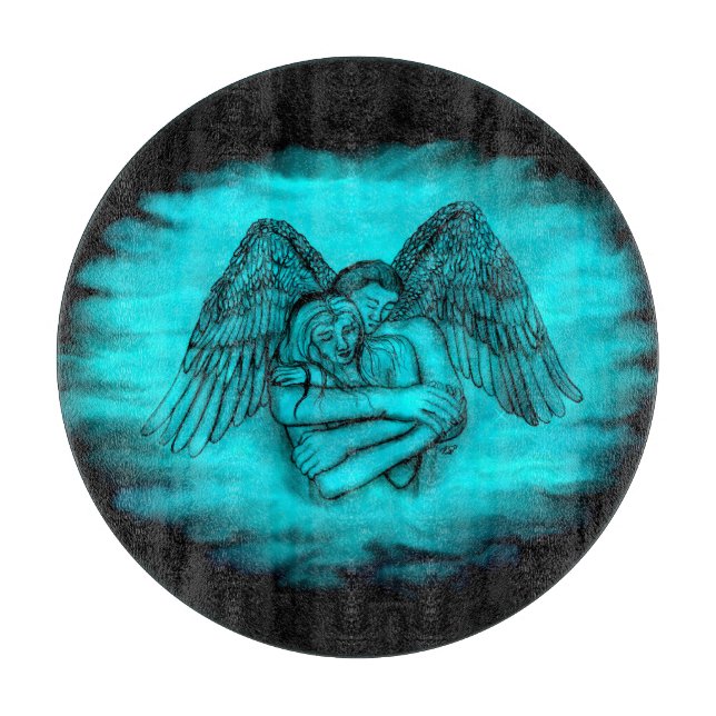 Angel Eros in Love , black and green design Cutting Board (Front)
