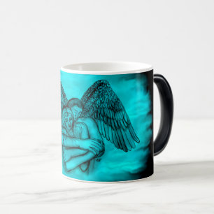 Angel Eros in Love , black and green design Magic Mug
