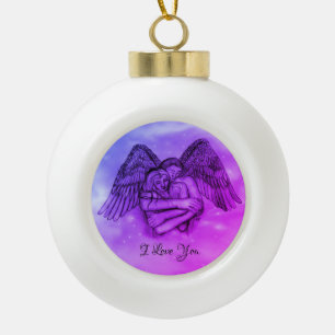 Angel Eros in Love , I Love You Ceramic Ball Christmas Ornament