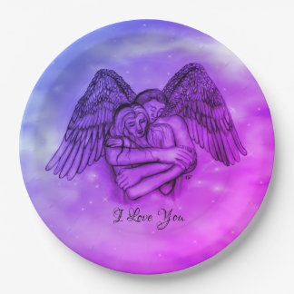 Angel Eros in Love , I Love You Paper Plate