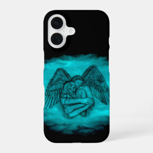 Angel Eros in Love in black and green design iPhone 16 Case