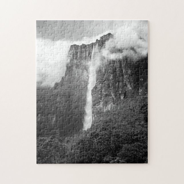 Angel Falls in Black & White Jigsaw Puzzle (Vertical)