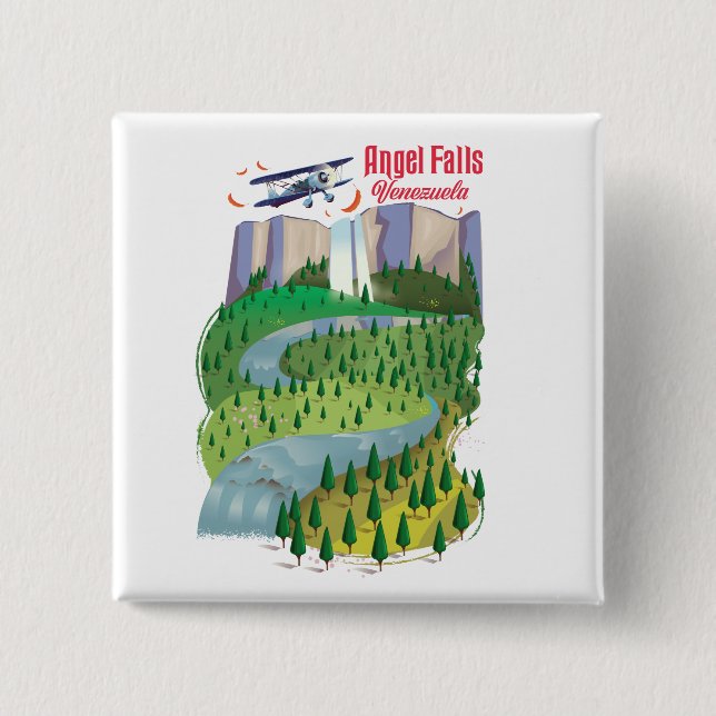 Angel Falls Venezuela 2 Inch Square Button (Front)