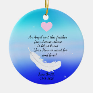 Angel Feather Memorial Christmas Ceramic Ornament