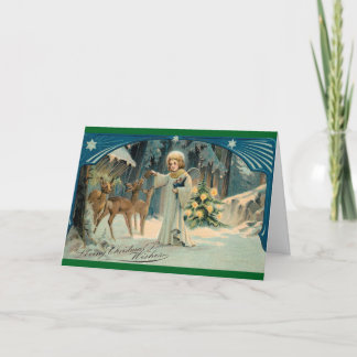 Angel Feeding Deer Holiday Card