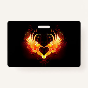 Angel Fire Heart with Wings Badge