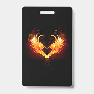 Angel Fire Heart with Wings Badge