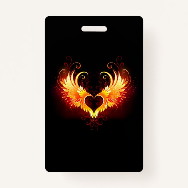 Angel Fire Heart with Wings Badge (Front)