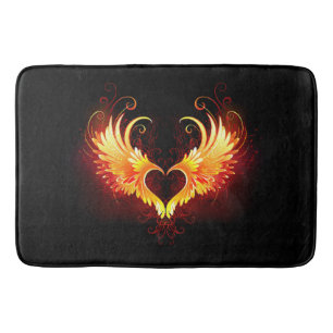 Angel Fire Heart with Wings Bath Mat