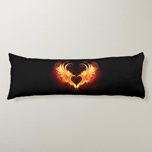 Angel Fire Heart with Wings Body Pillow (Front)