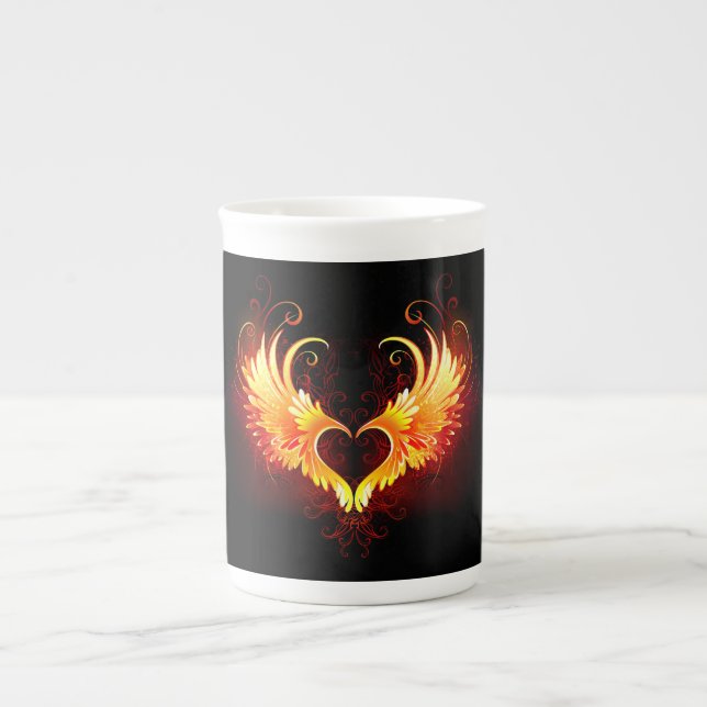 Angel Fire Heart with Wings Bone China Mug (Front)