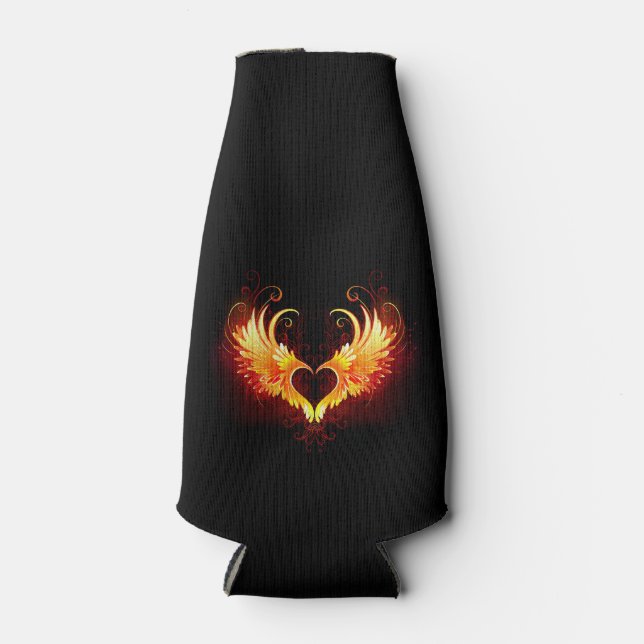 Angel Fire Heart with Wings Bottle Cooler (Front)