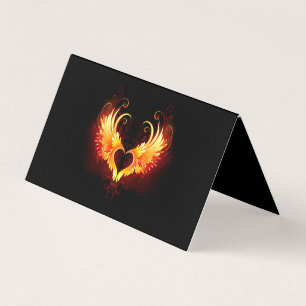 Angel Fire Heart with Wings Business Card