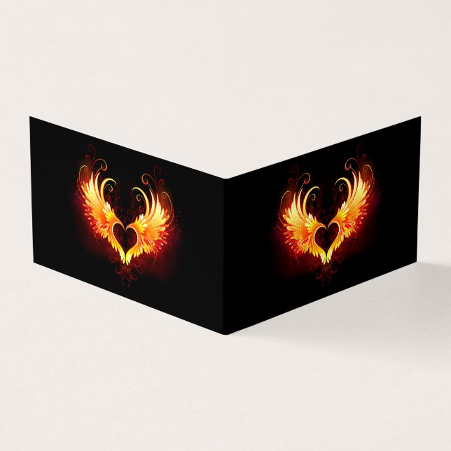 Angel Fire Heart with Wings Business Card (Outside)
