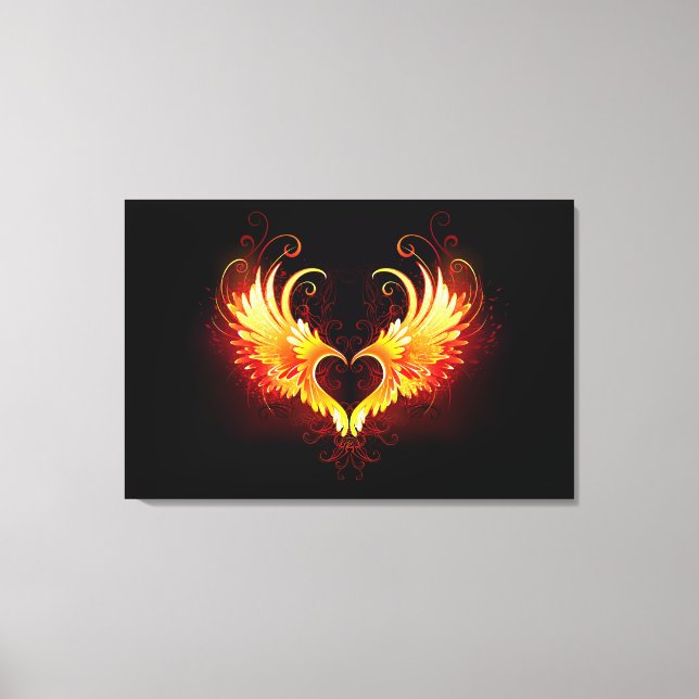 Angel Fire Heart with Wings Canvas Print (Front)