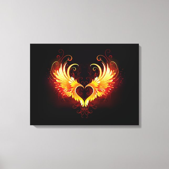 Angel Fire Heart with Wings Canvas Print (Front)