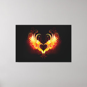 Angel Fire Heart with Wings Canvas Print