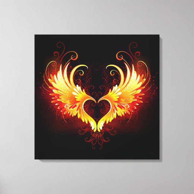 Angel Fire Heart with Wings Canvas Print (Front)