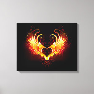 Angel Fire Heart with Wings Canvas Print