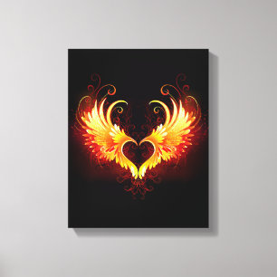 Angel Fire Heart with Wings Canvas Print