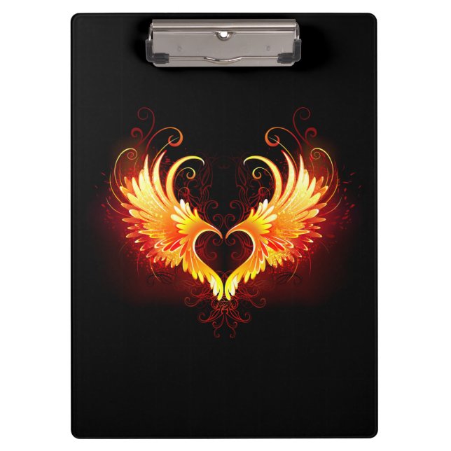 Angel Fire Heart with Wings Clipboard (Front)