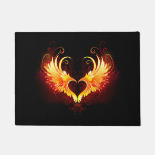 Angel Fire Heart with Wings Doormat