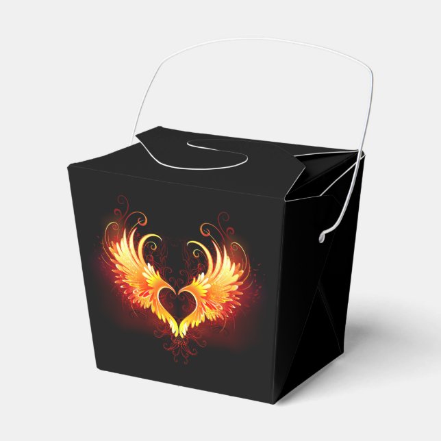 Angel Fire Heart with Wings Favor Box (Front Side)