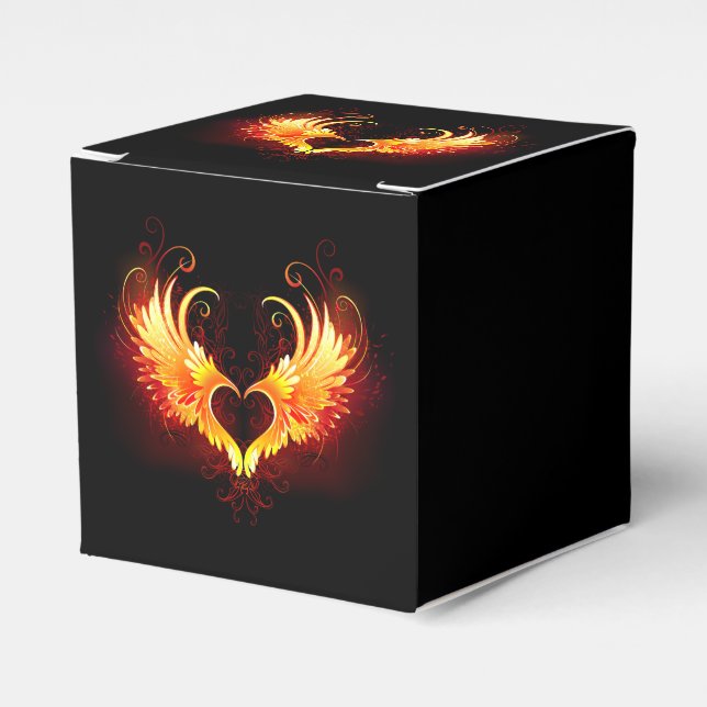 Angel Fire Heart with Wings Favor Box (Front Side)
