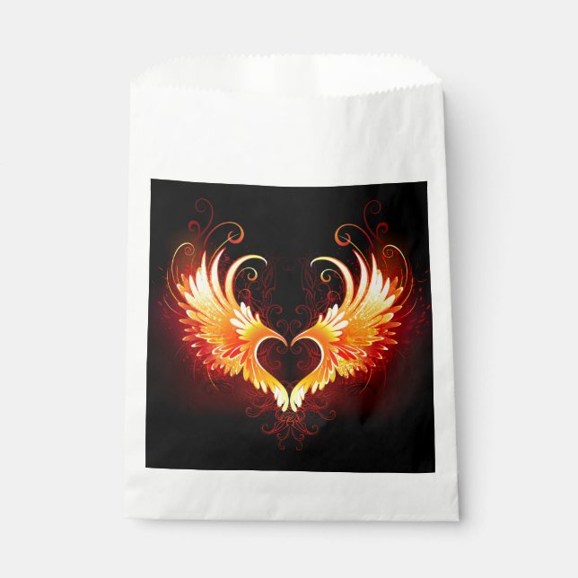 Angel Fire Heart with Wings Favour Bag (Front)