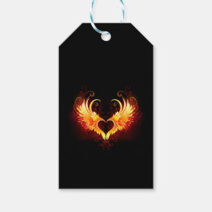 Angel Fire Heart with Wings Gift Tags
