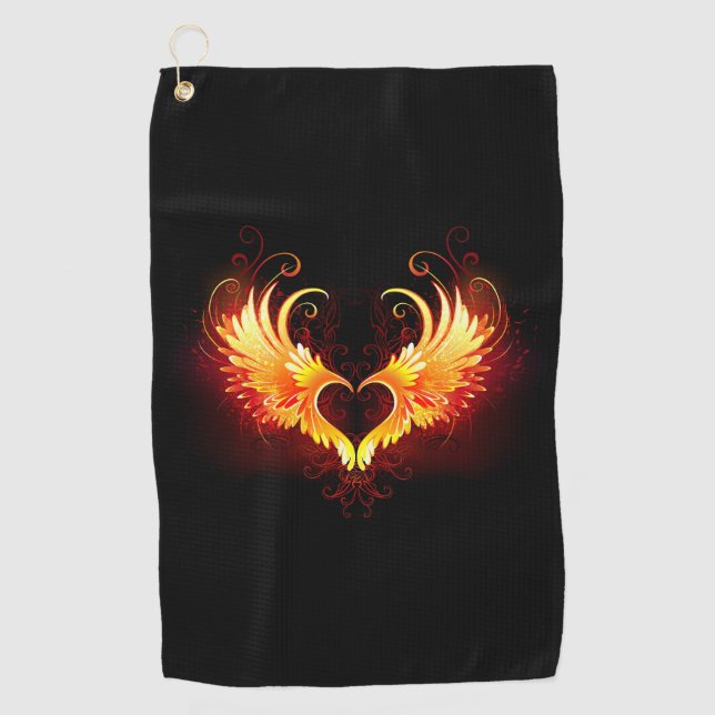 Angel Fire Heart with Wings Golf Towel (Front)