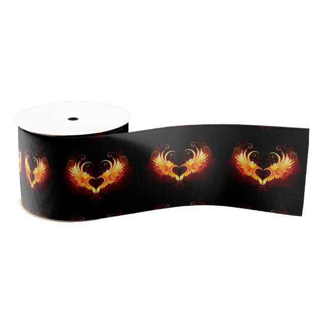 Angel Fire Heart with Wings Grosgrain Ribbon (Spool)